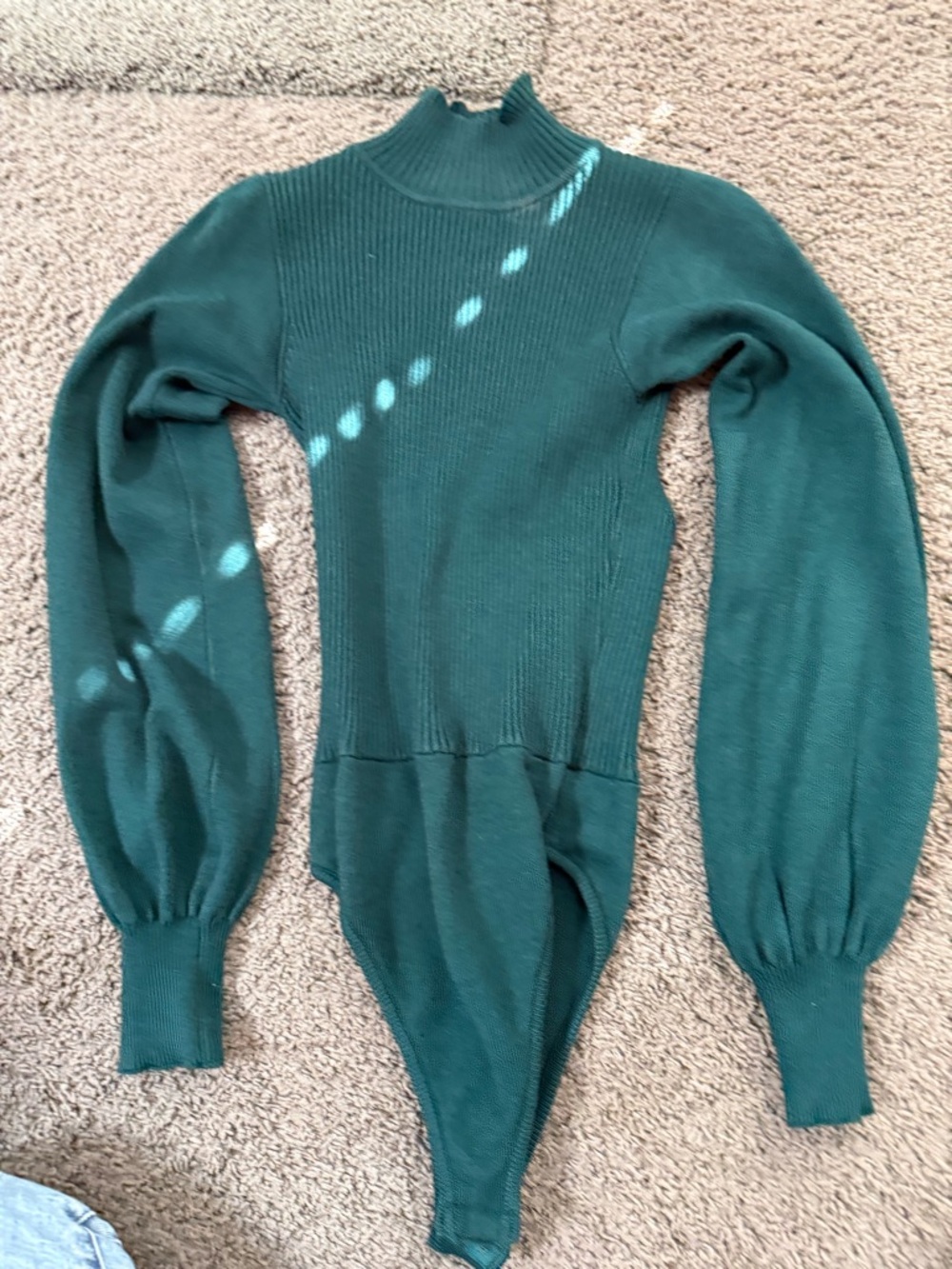 Lulu's Deep Green Ribbed Turtleneck Bodysuit Sweater